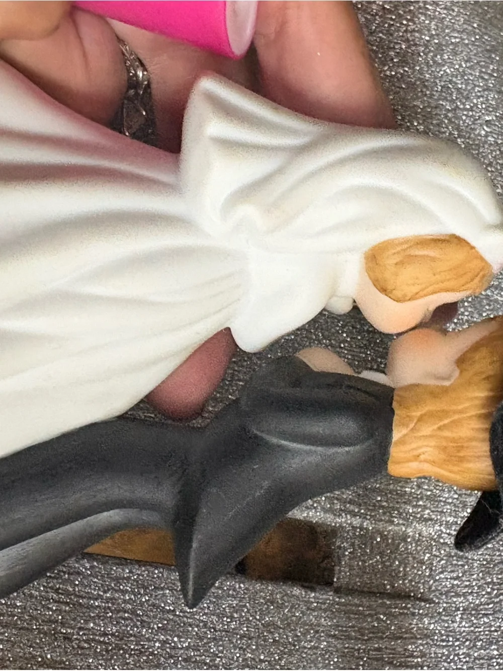 Vintage Romantic Bride and Groom Cake Topper in White and Black Cowboy